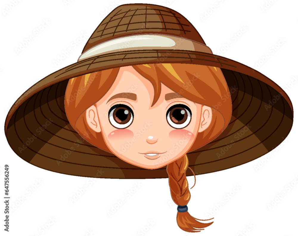 Woman Wearing Traditional Vietnamese Hat