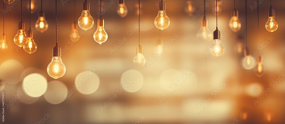 Abstract background with warm light tone featuring blurry ceiling lamps