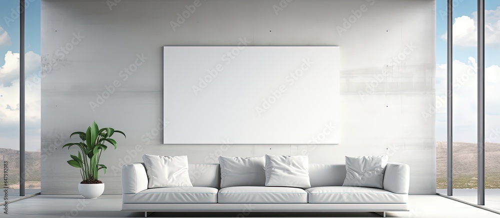 a contemporary interior with an empty frame