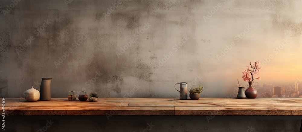 Background with blurred interior and tabletop