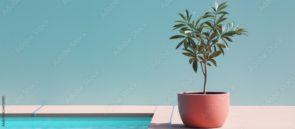 A potted plant in a pool