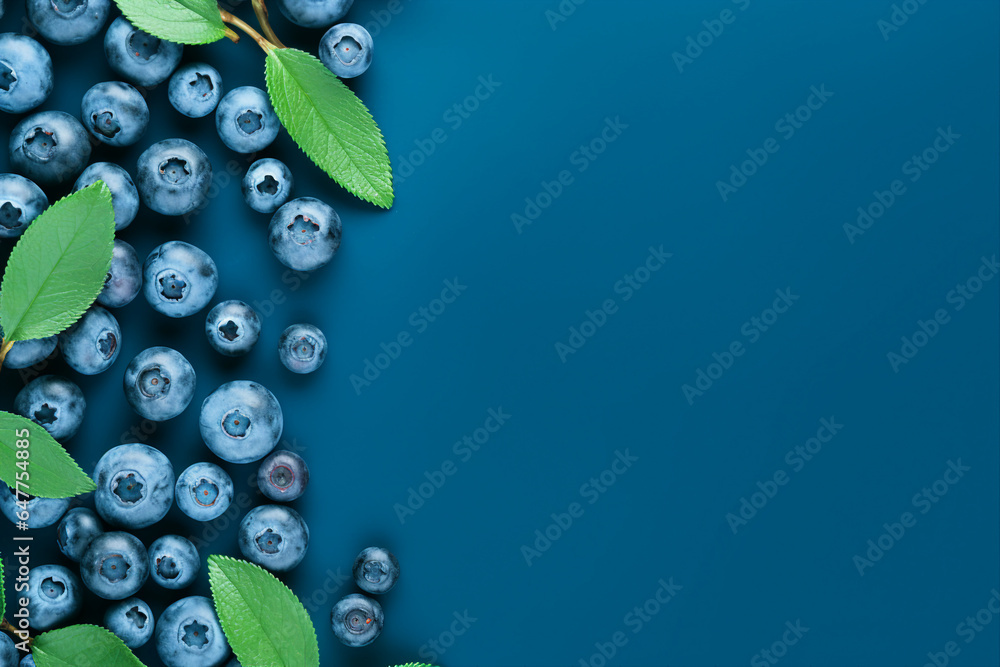 Close up photography of delicious juicy sweet forest blueberries with water droplets generative AI c