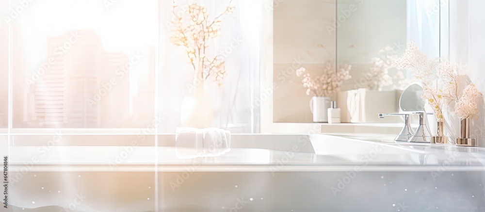 Luxurious bathroom interior with abstract blur as a background