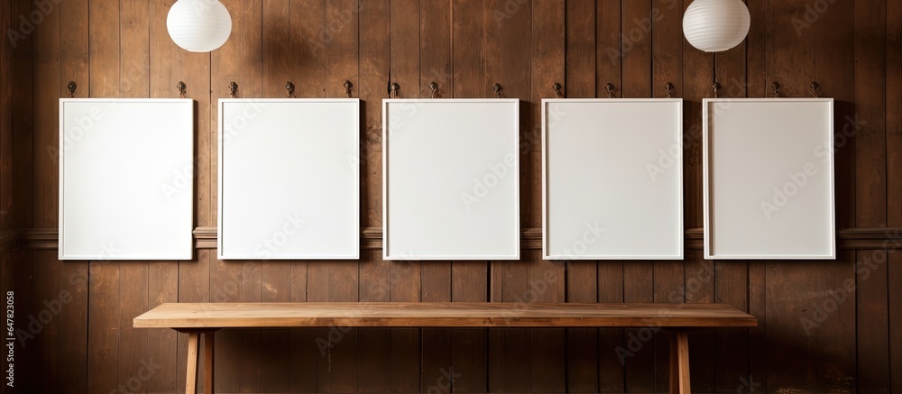 Man with empty photo frame on a brown background