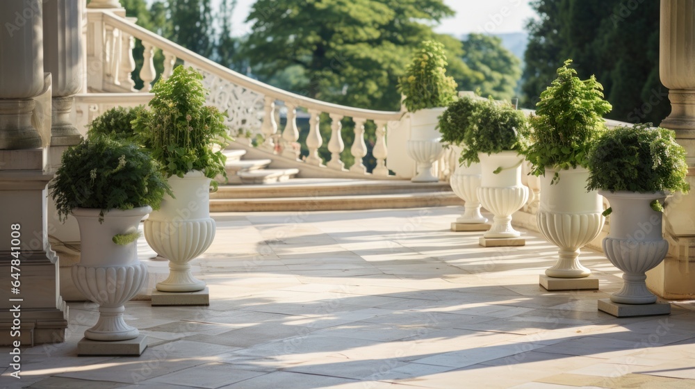 A walkway in a beautiful palazzo with paved stone steps