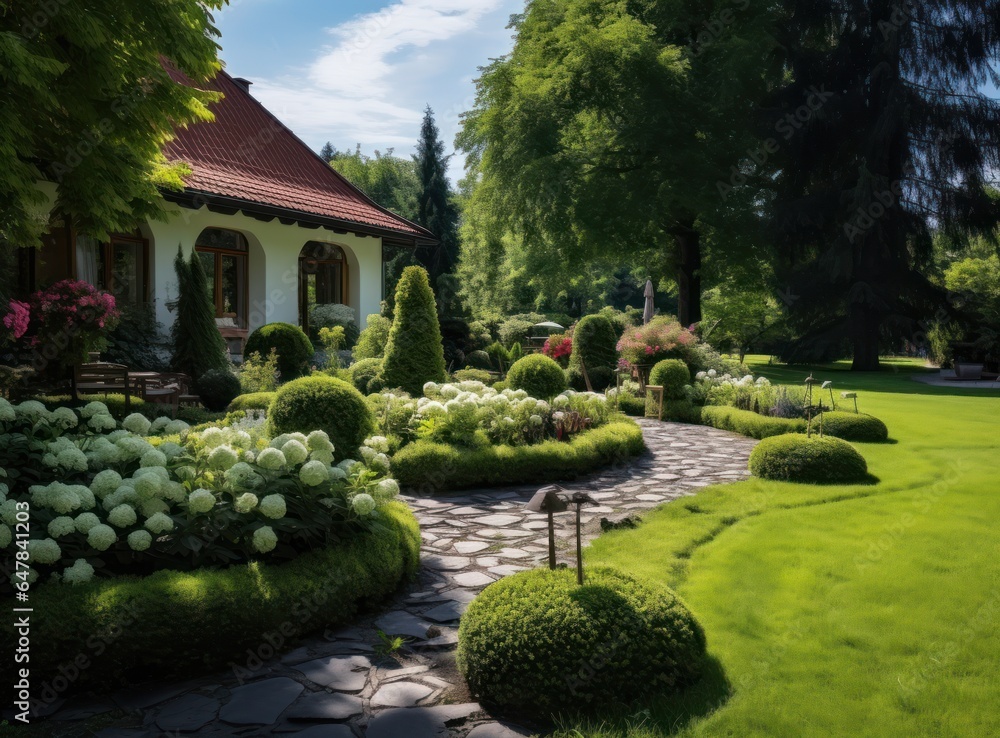 An elegant garden to relax in the summer