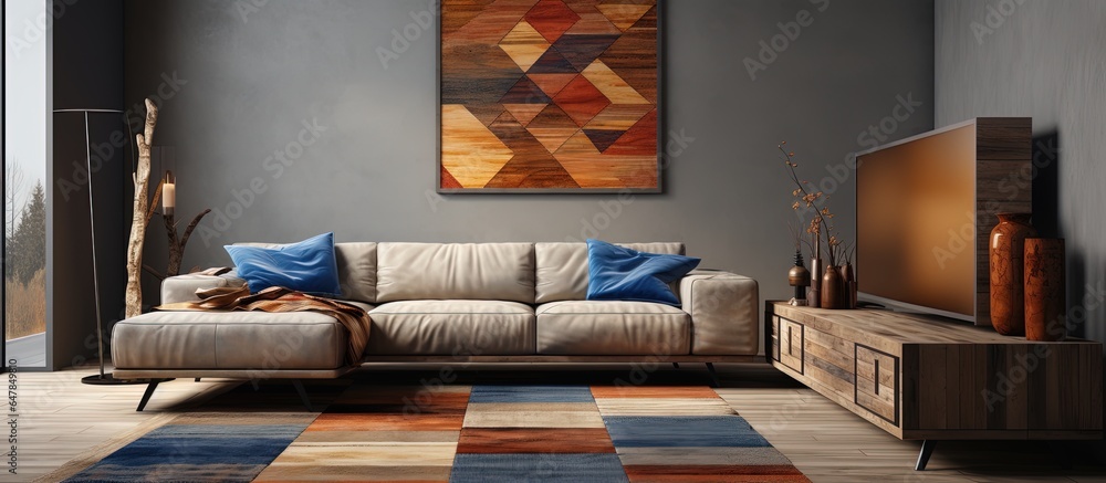 Contemporary wool rug for living room