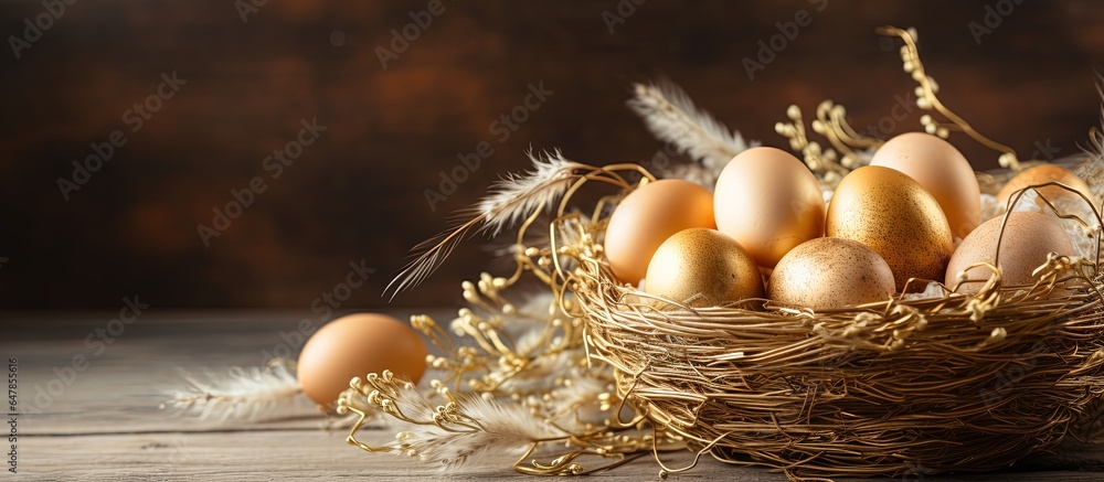 Easter food in a golden basket