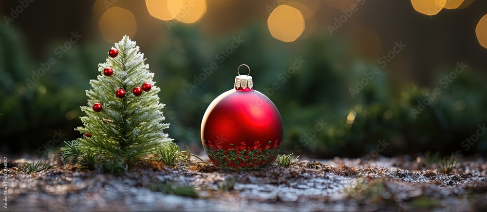 Miniature ornament on an actual tree during Christmas