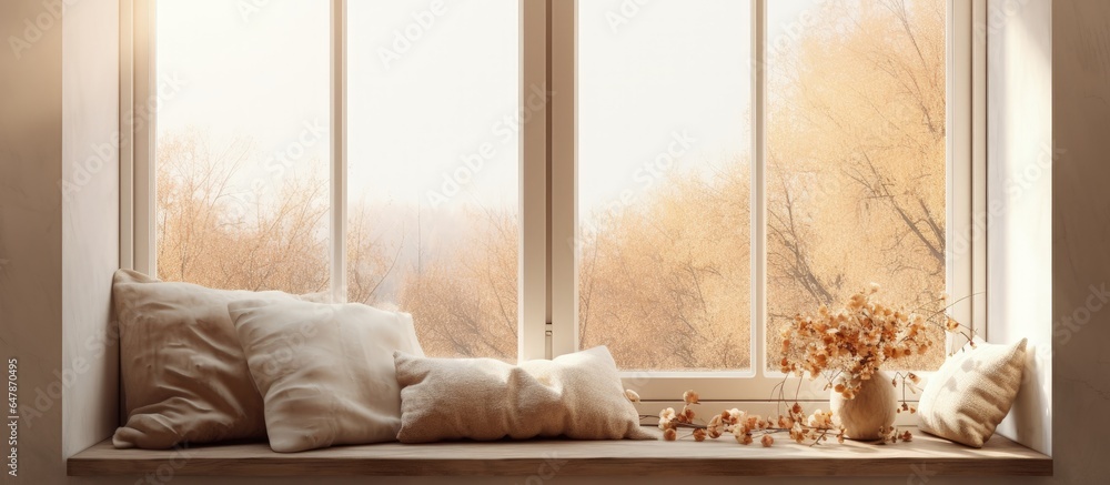 Cozy window seat with morning cushion