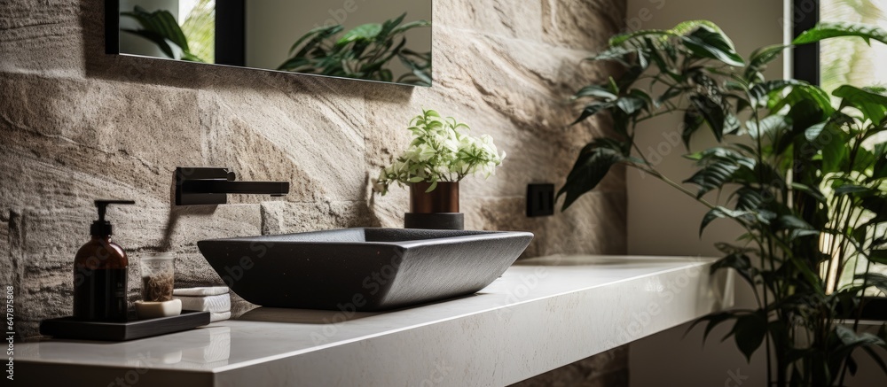 Modern sink in stylish bathroom