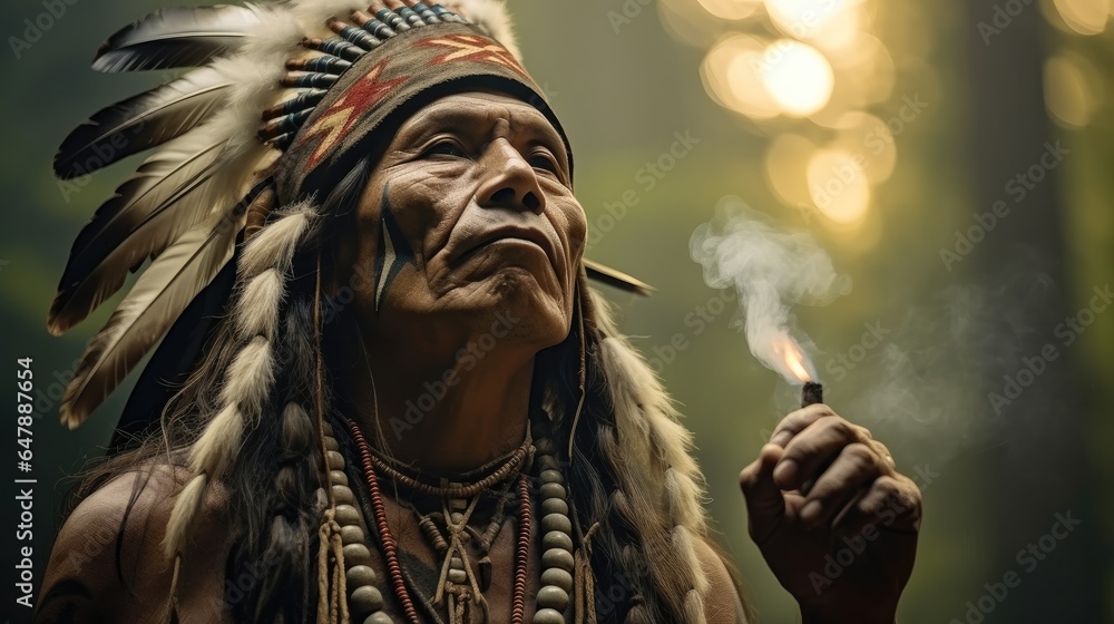 Apache Indian shaman, Native American man.