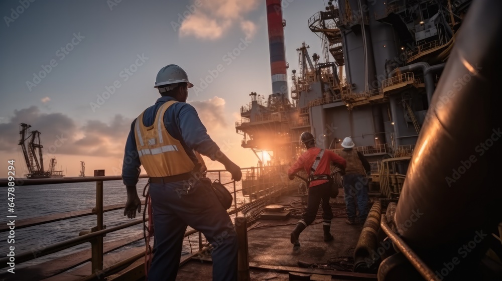 Worker working on an oil rig.