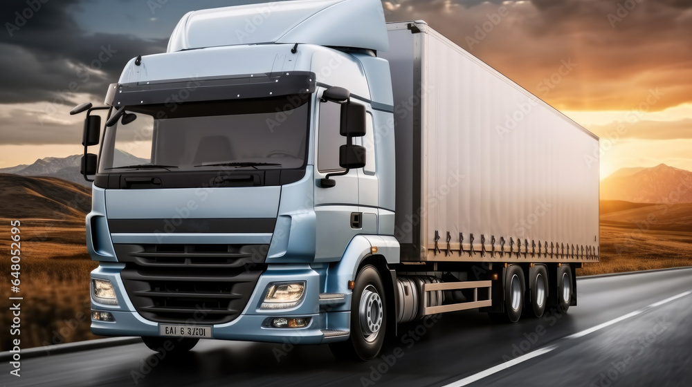 Truck on the road, Freight transport, Transport logistics.