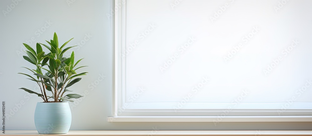 Window sill with a green plant in a room