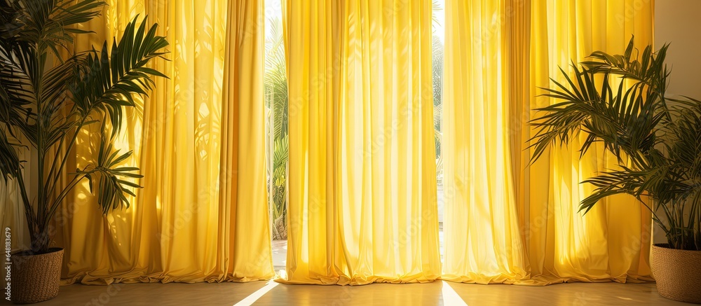 Shut drapes on a sunny day