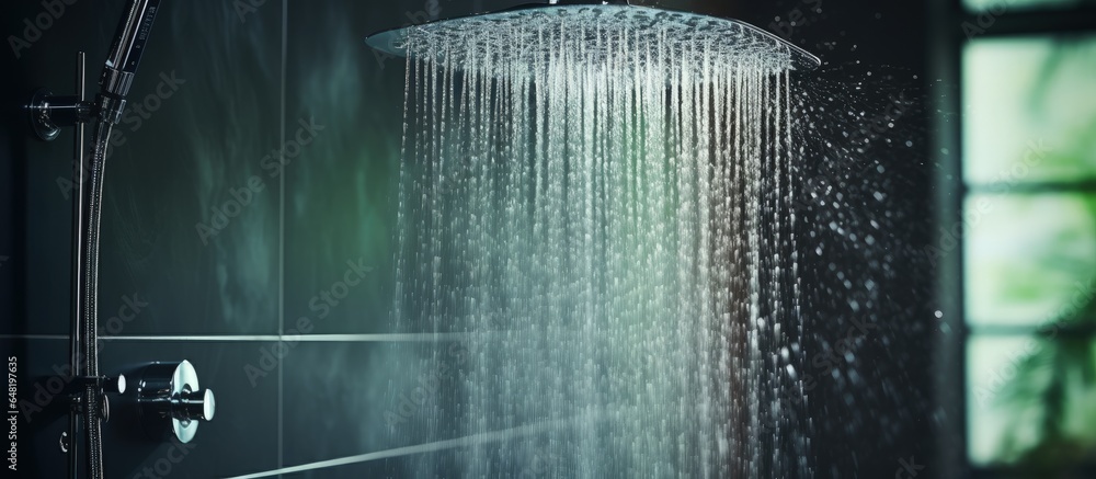 Shower with falling water