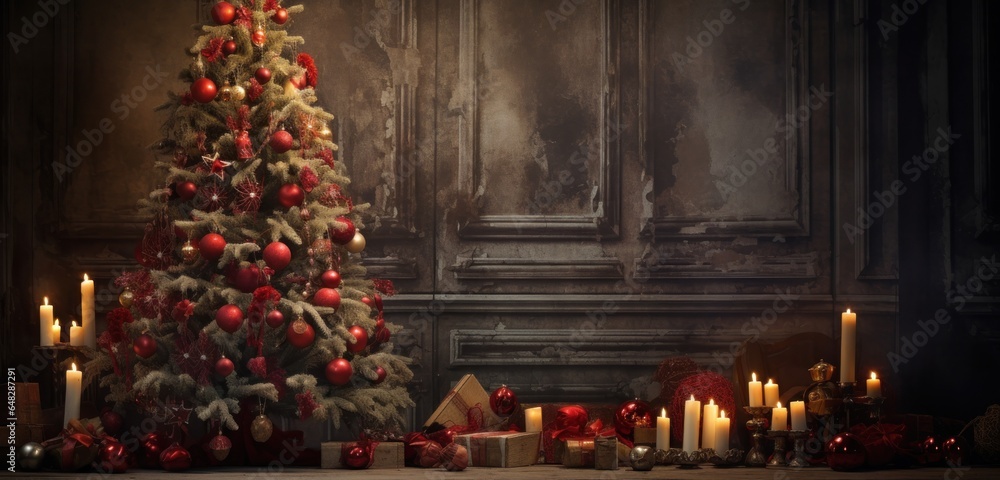 Holiday background with Christmas tree