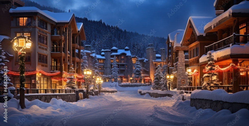 Wooden house in winter time