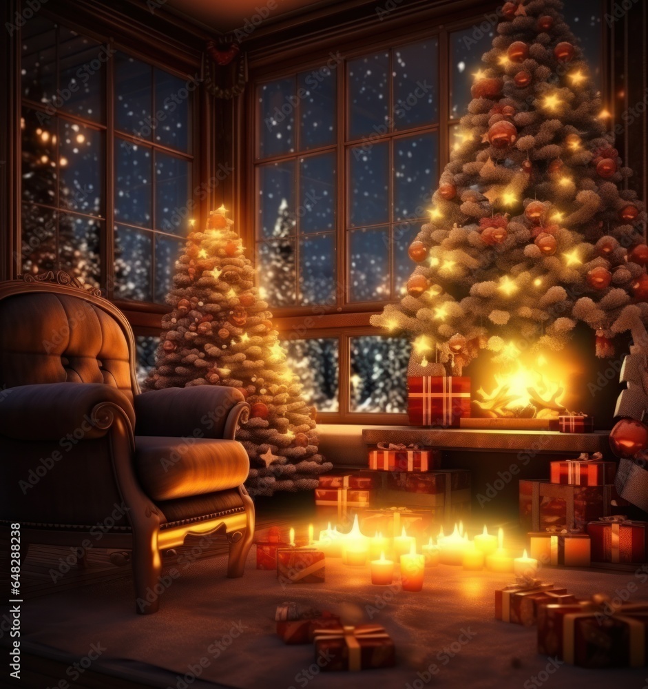 Christmas background with fireplace