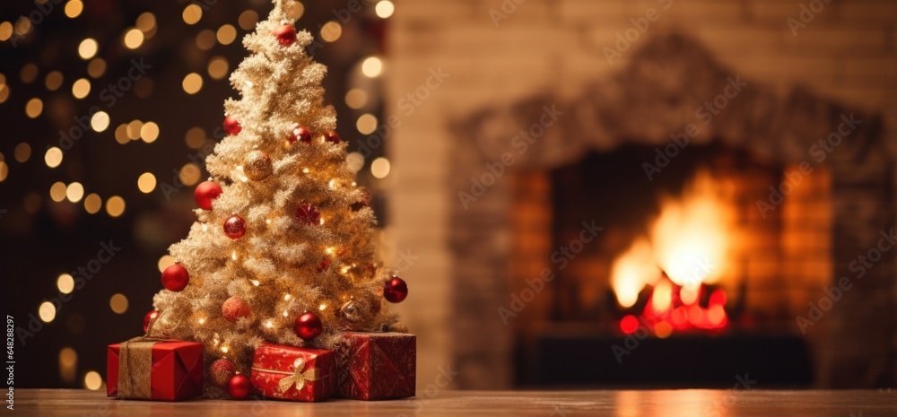 Christmas background with fireplace