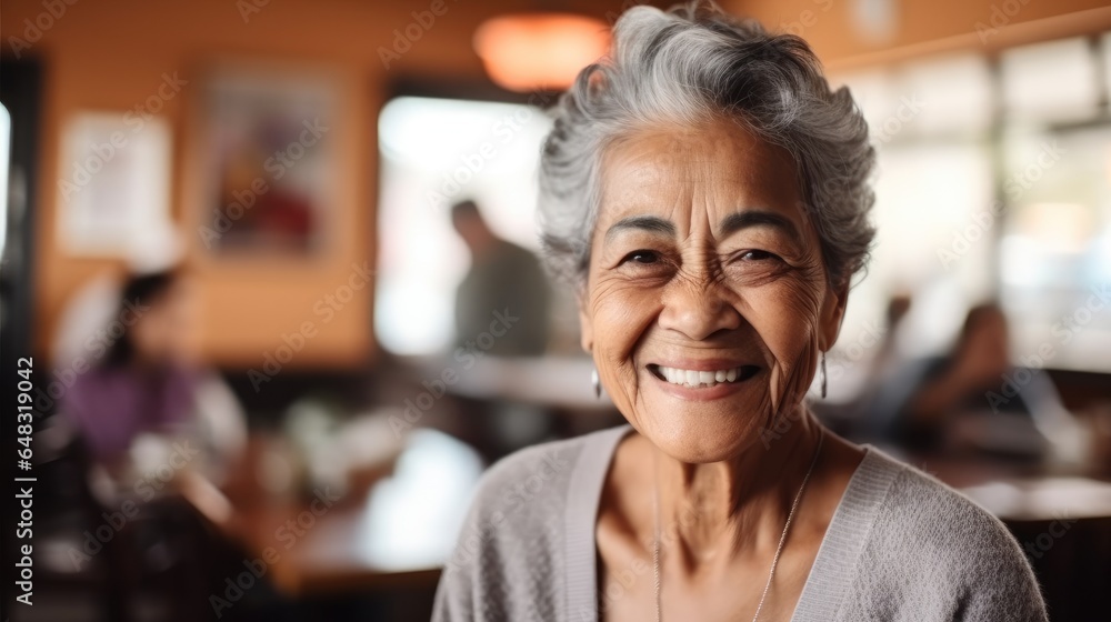 Portrait of a happy senior latin woman in a nursing home.