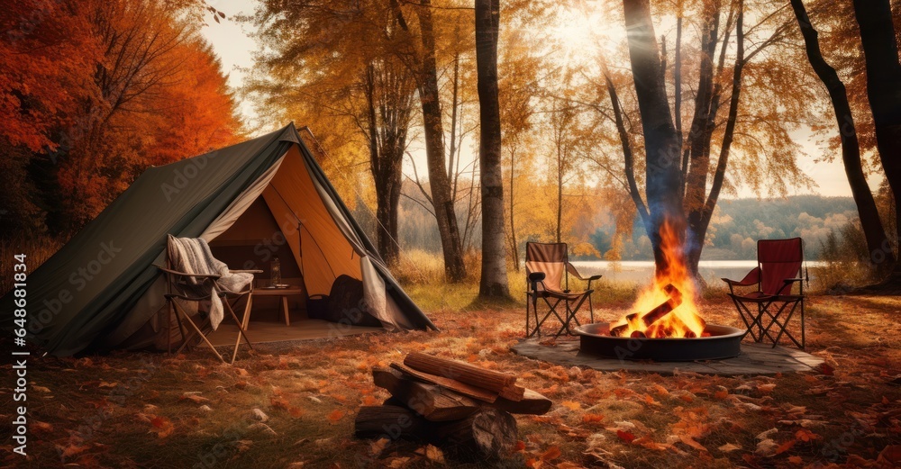 Camping chairs and tent