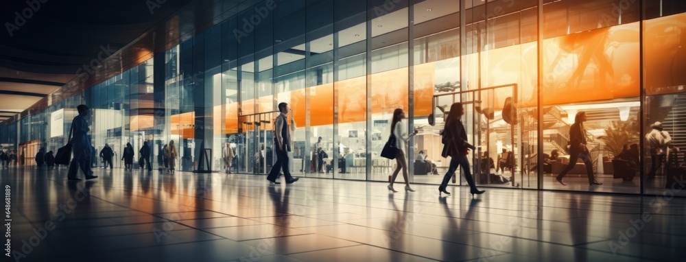 Blurred photo of people walking in a shopping mall