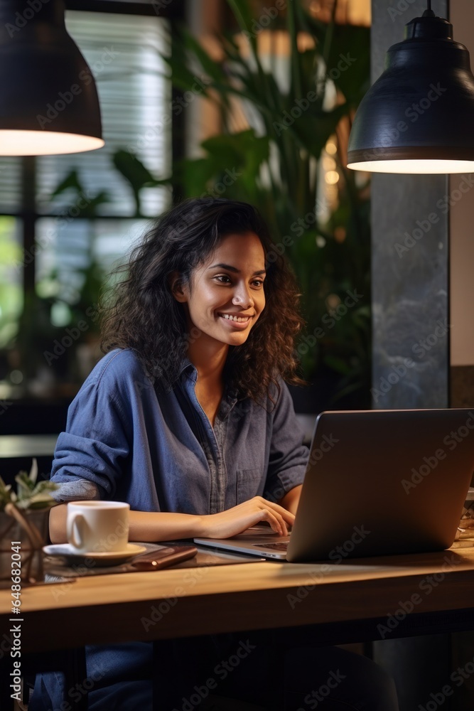 Young woman working with laptop