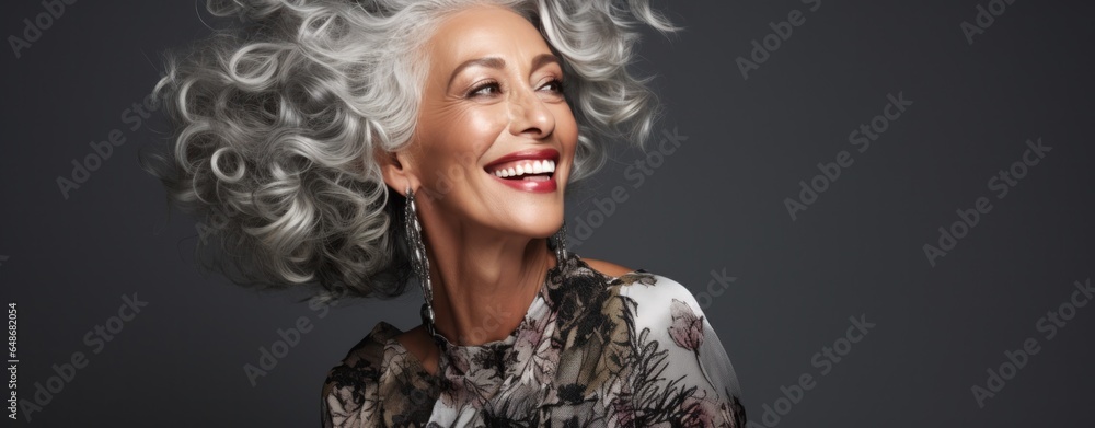 Beautiful old model woman smiling