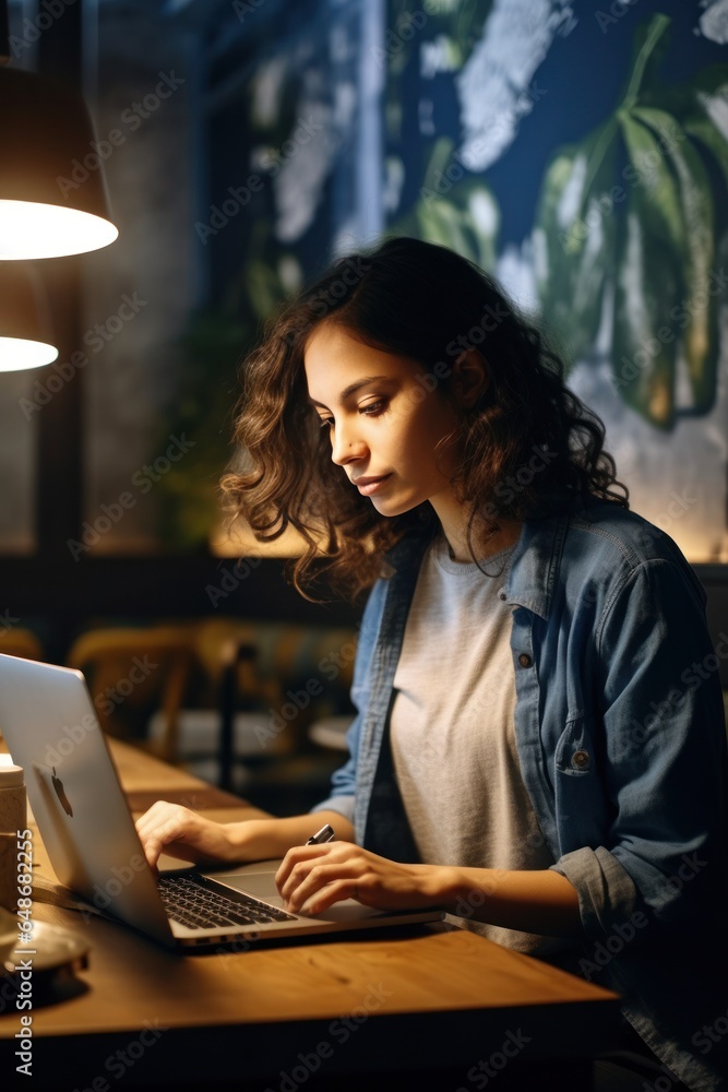 Young woman working with laptop