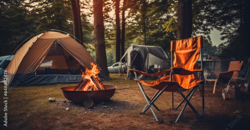 Camping chairs and tent