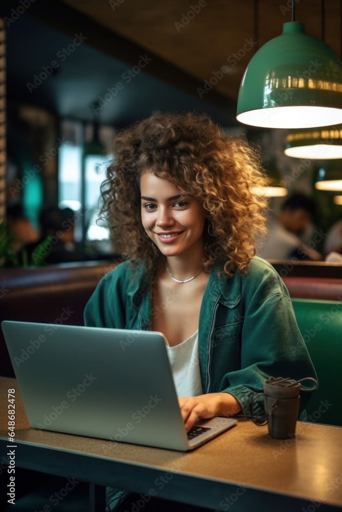 Young woman working with laptop