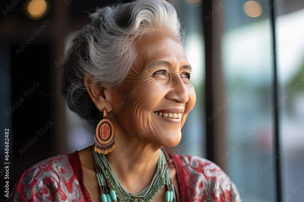 Smiling senior woman in a restaurant