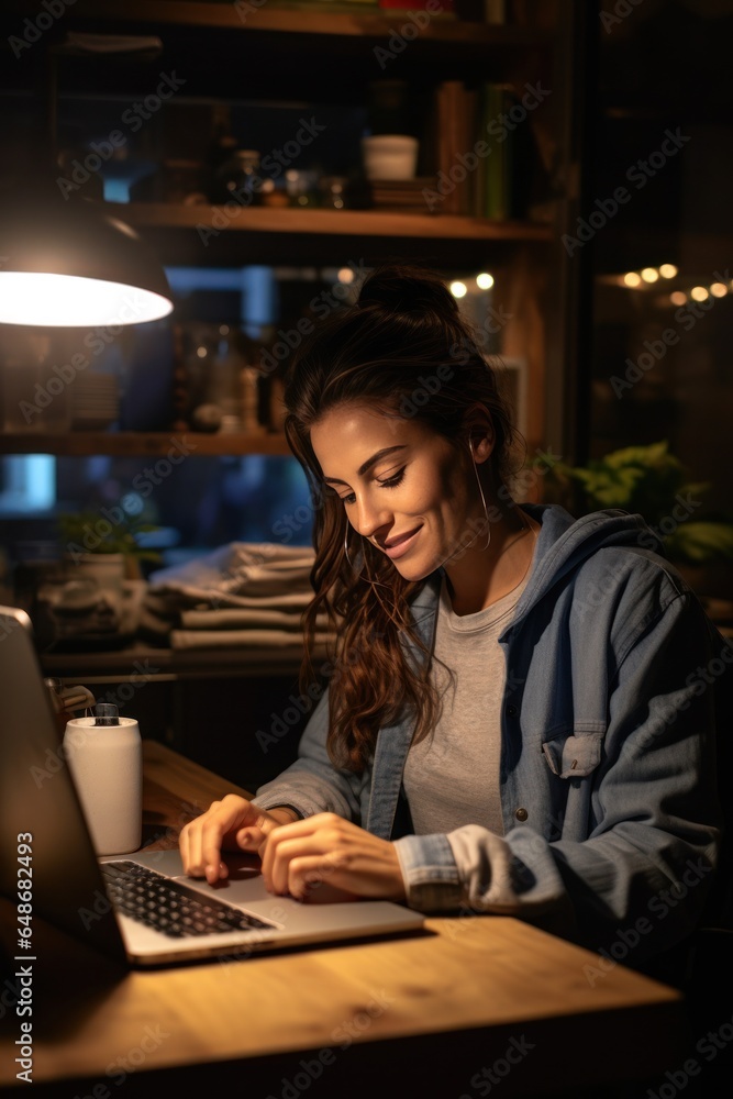 Young woman working with laptop