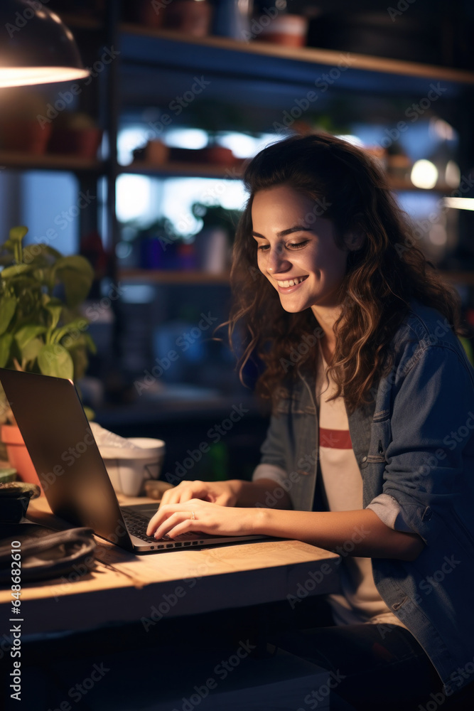 Young woman working with laptop