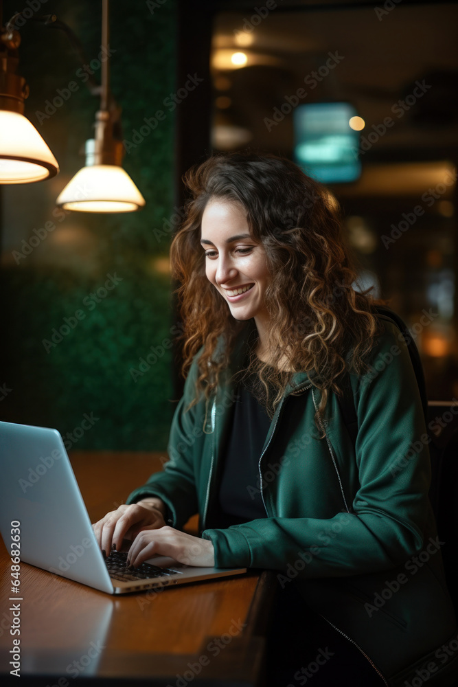 Young woman working with laptop