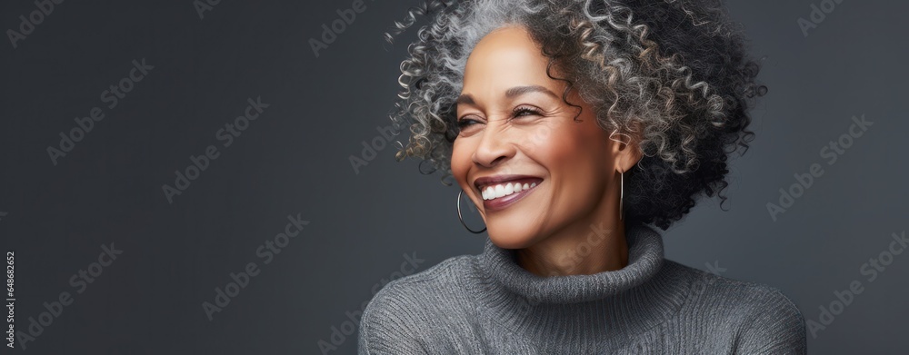 Beautiful old model woman smiling