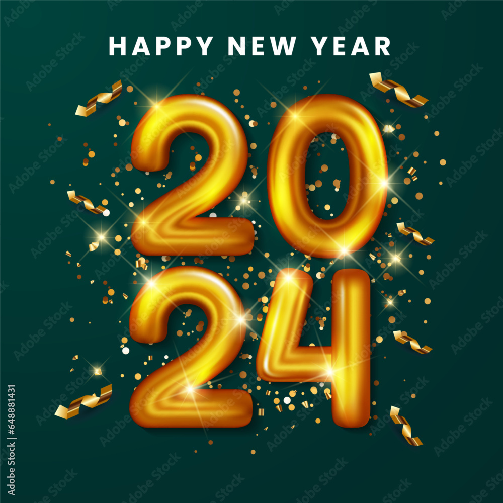 2024 happy new year vector illustration. Happy new year social media template