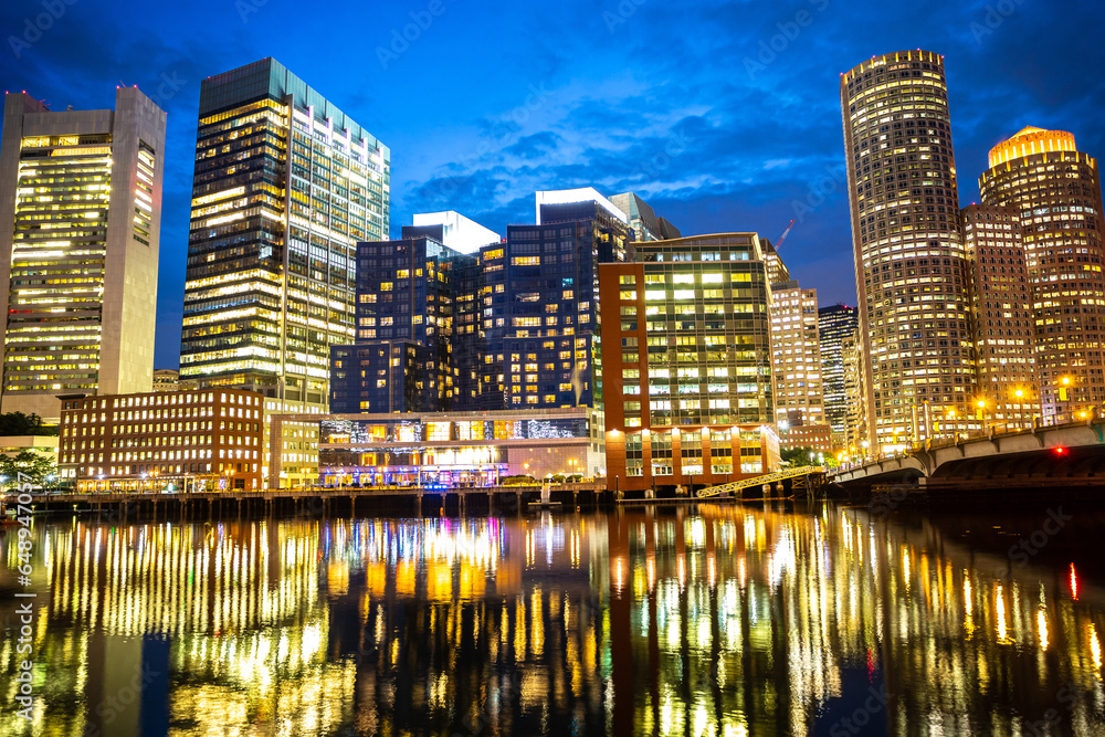 Boston cityscape at night