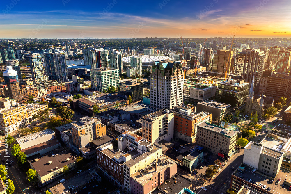 Aerial view of  Vancouver business district