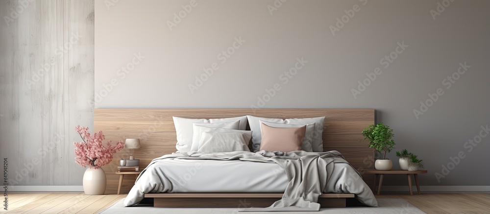 Blurred modern bedroom interior for background