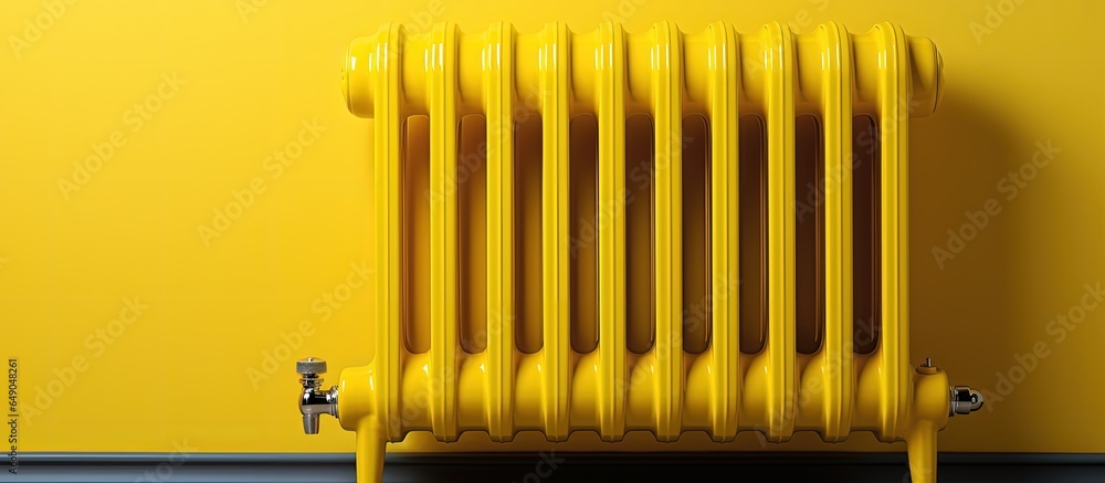 A yellow valve that controls home heating radiators for a cozy and comfortable household ambiance