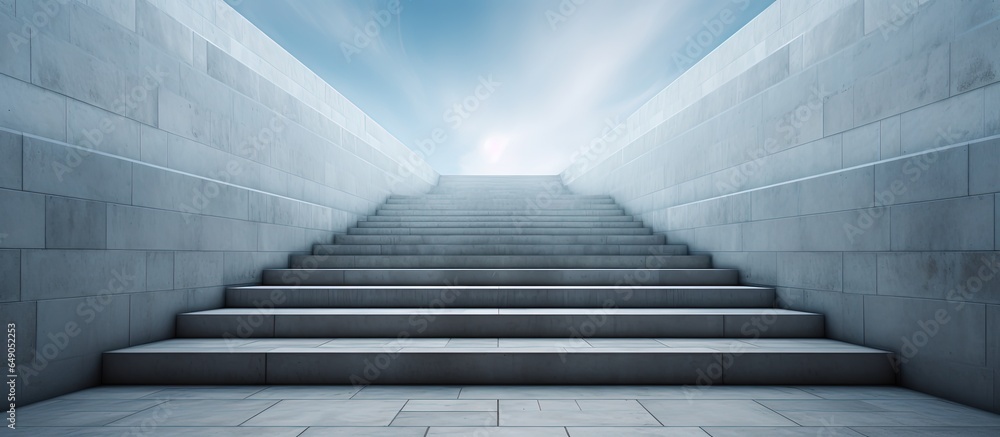 Concrete stairway leading upwards in an abstract architectural background