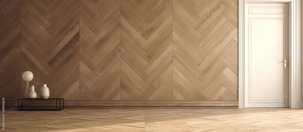 Beige wall and parquet flooring