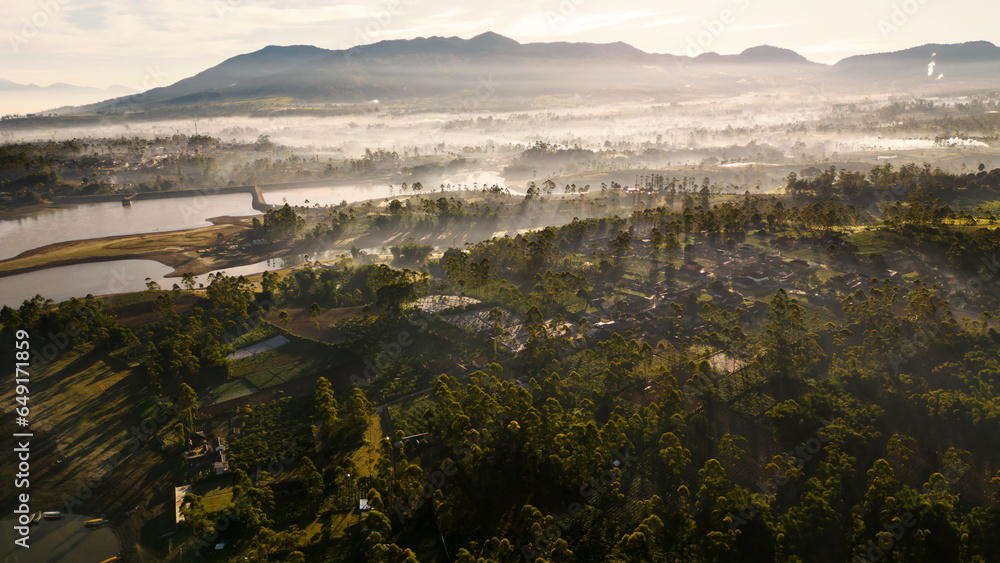 Amazing morning aerial view from a drone of beautiful landscape in Bali