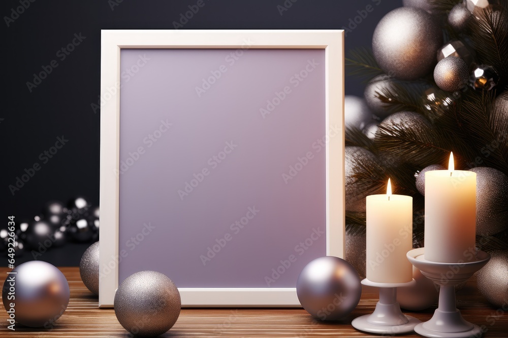 Minimal simple purple mockup frame in front, Simple minimal, Christmas style.