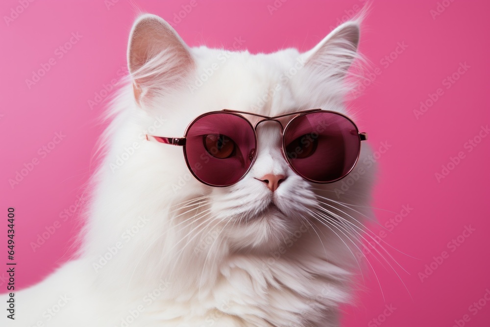 Cool cat in sunglasses on vivid background