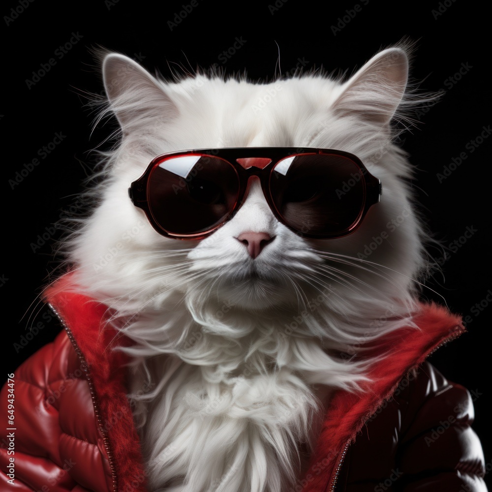 Cool cat in sunglasses on vivid background