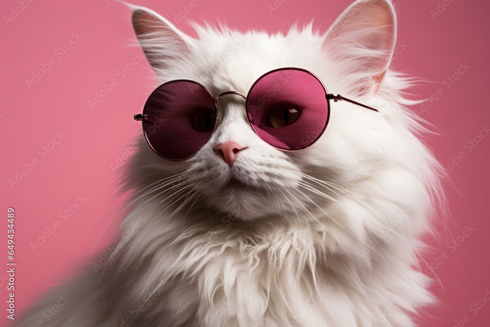 Cool cat in sunglasses on vivid background